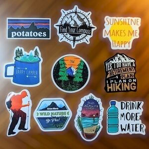HIKING trail adventure inspired outdoor stickers set of 10 pcs New H009